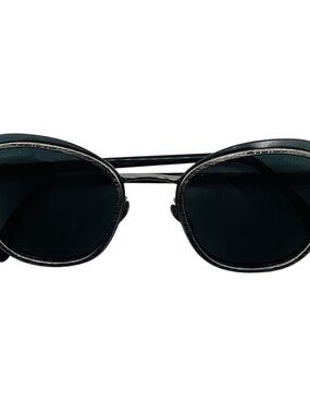 CHANEL GUNMETAL / GRADIENT GREY LENS TEXTURED GUNMETAL DARK SILVER PANTOS SUNGLA